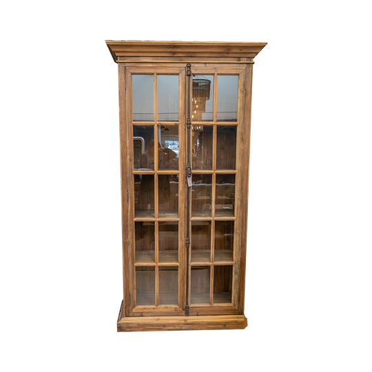 Bookcase With 2 Full Length Doors Old Pine